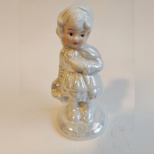 VTG Lady Angela, White Lusterware, Girl Sculpture